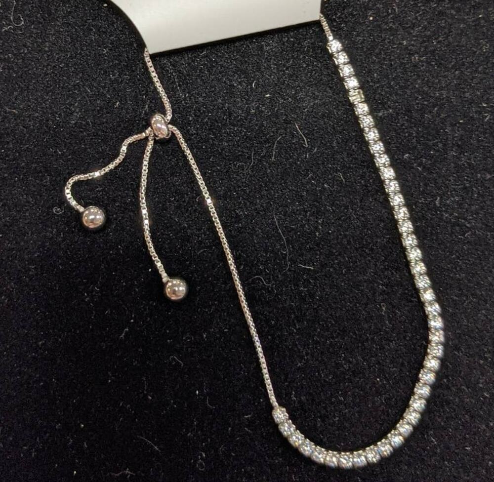Savvy Cie Jewels Sterling Silver Lariat Tennis Bracelet MISSING ONE STONE Square